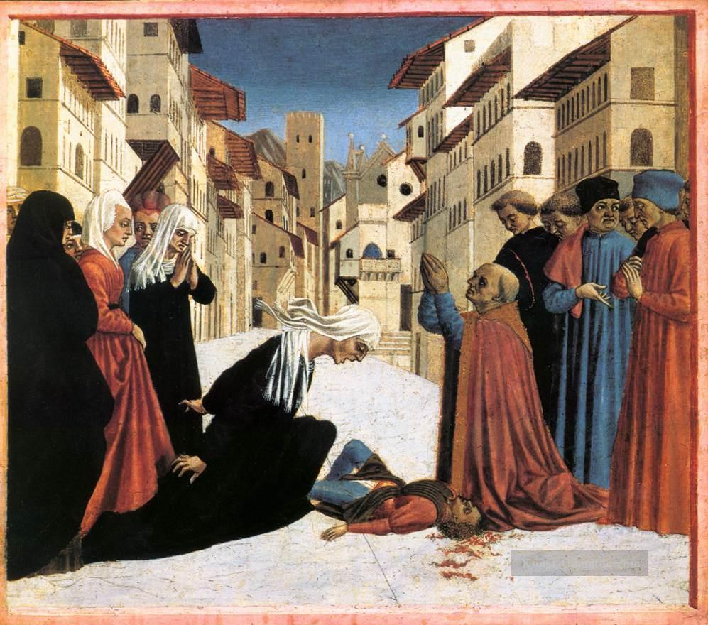 St Zenobius Führt eine Miracle Renaissance Domenico Veneziano Ölgemälde